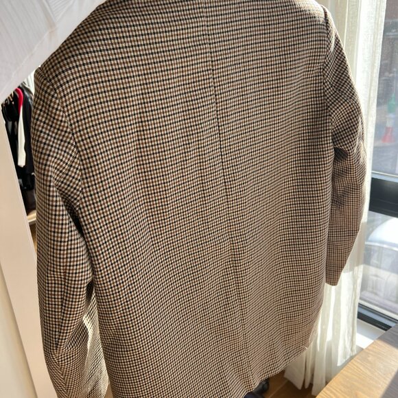 Zara Oversized Plaid Double Breasted Blazer - Brown Houndstooth Size Medium - Picture 2 of 3